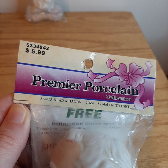 Vtg 1999 Premier Porcelain 3.5" Santa Head & Hands #10652 sealed + 2nd set - Picture 2 of 10